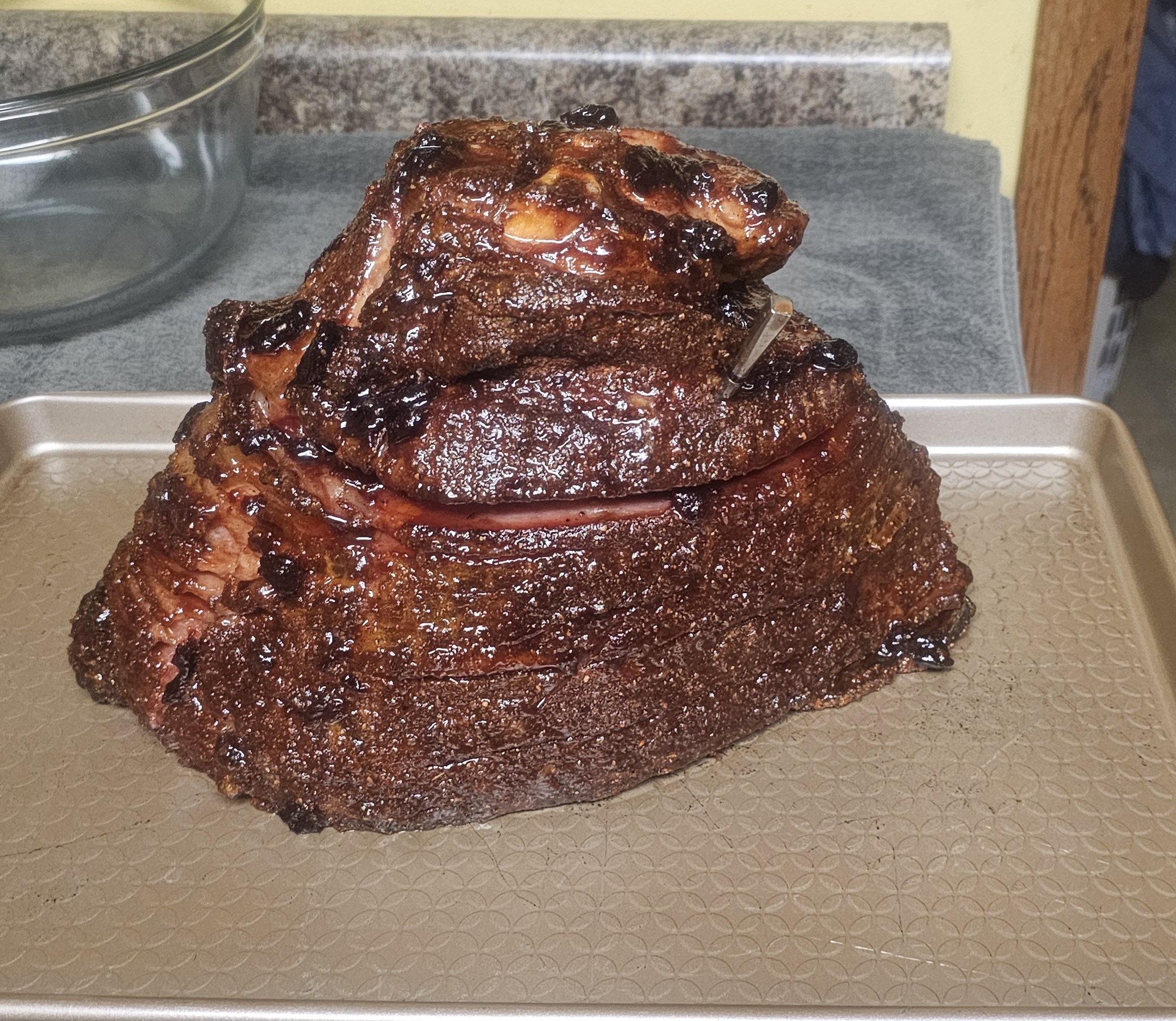 Cherry bourbon glazed ham