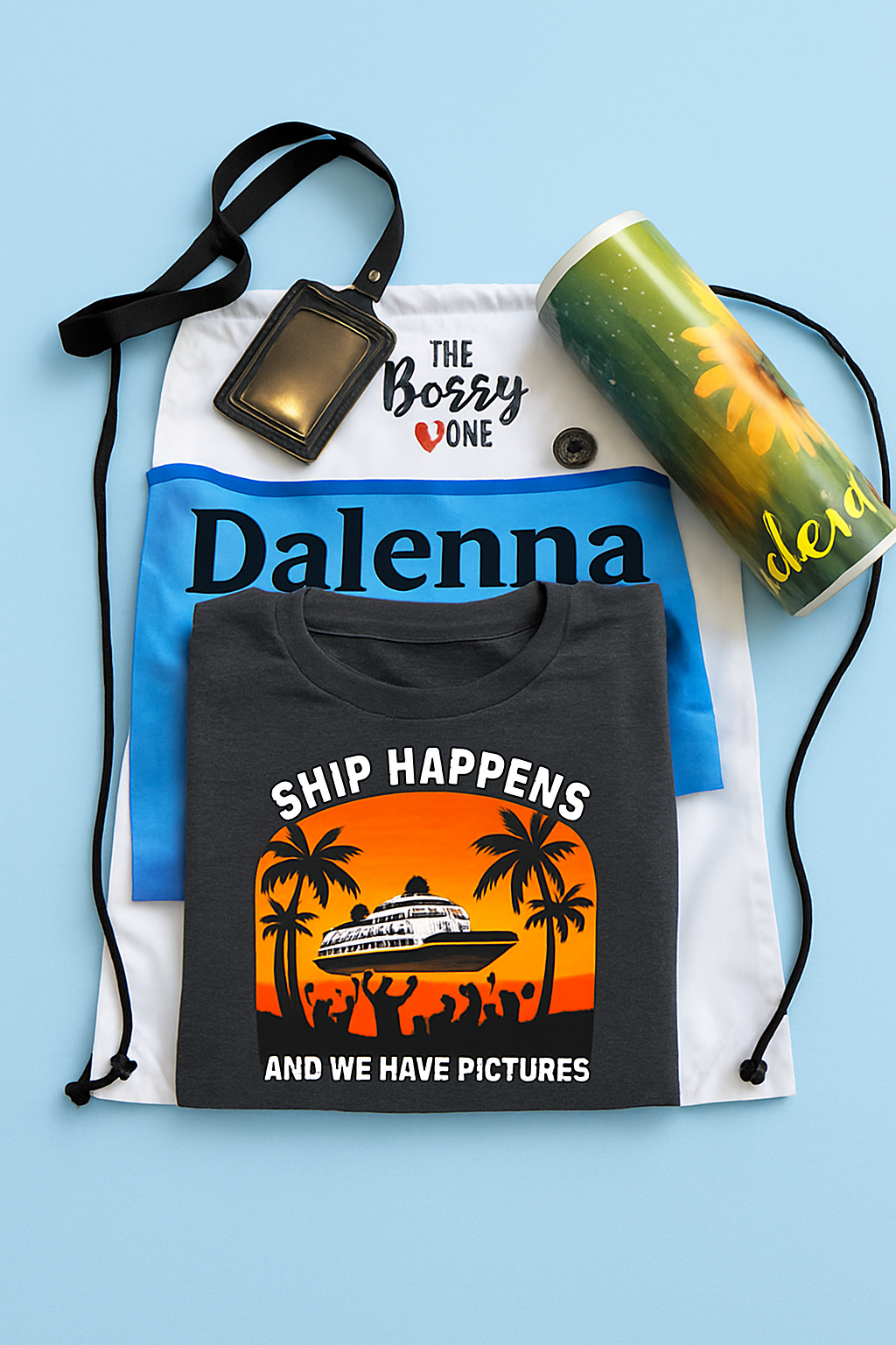 Personalized Bundle Pack - drawstring bag, cup, towel and shirt