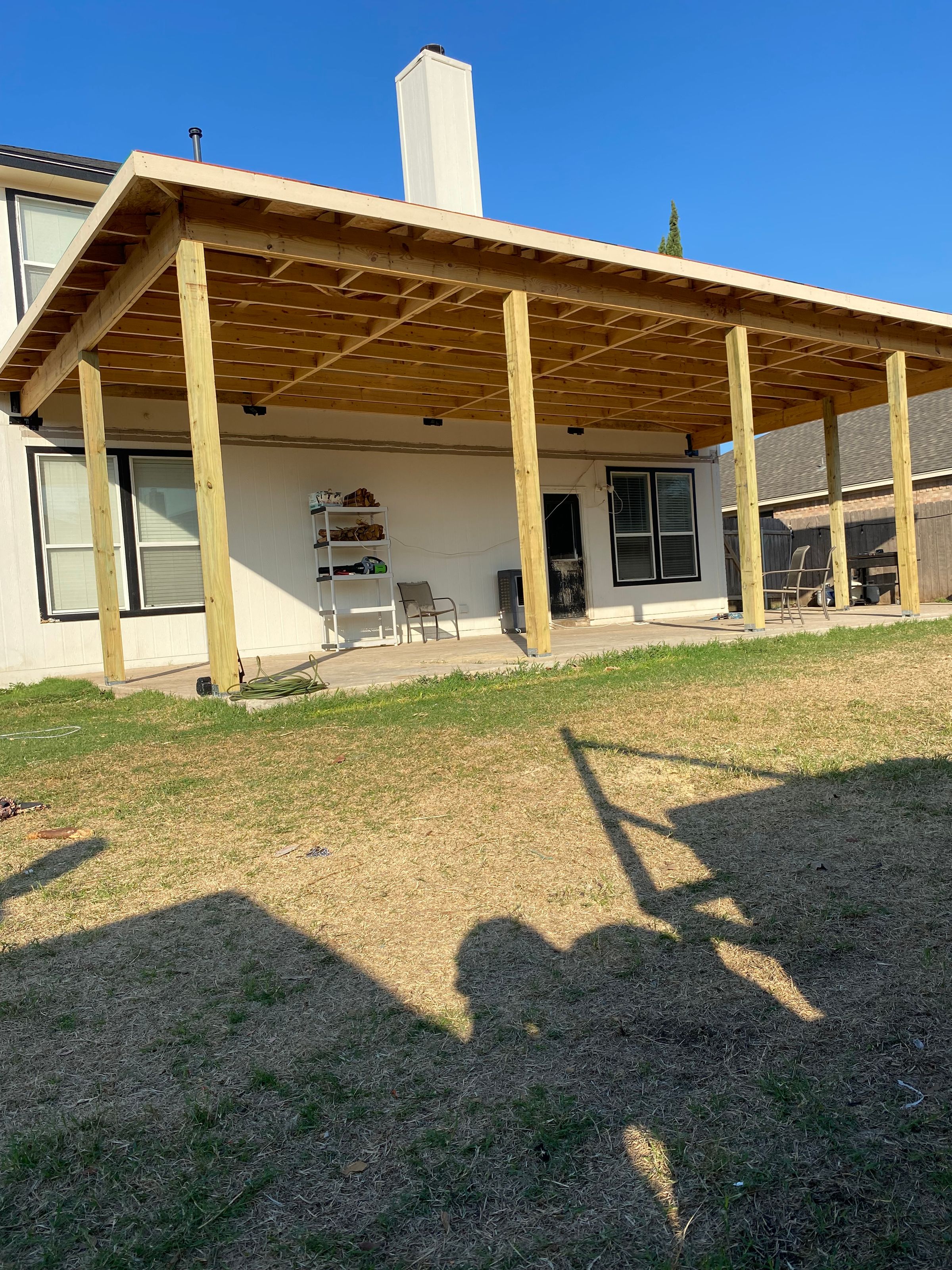 Outdoor covered patio project in Central Texas 