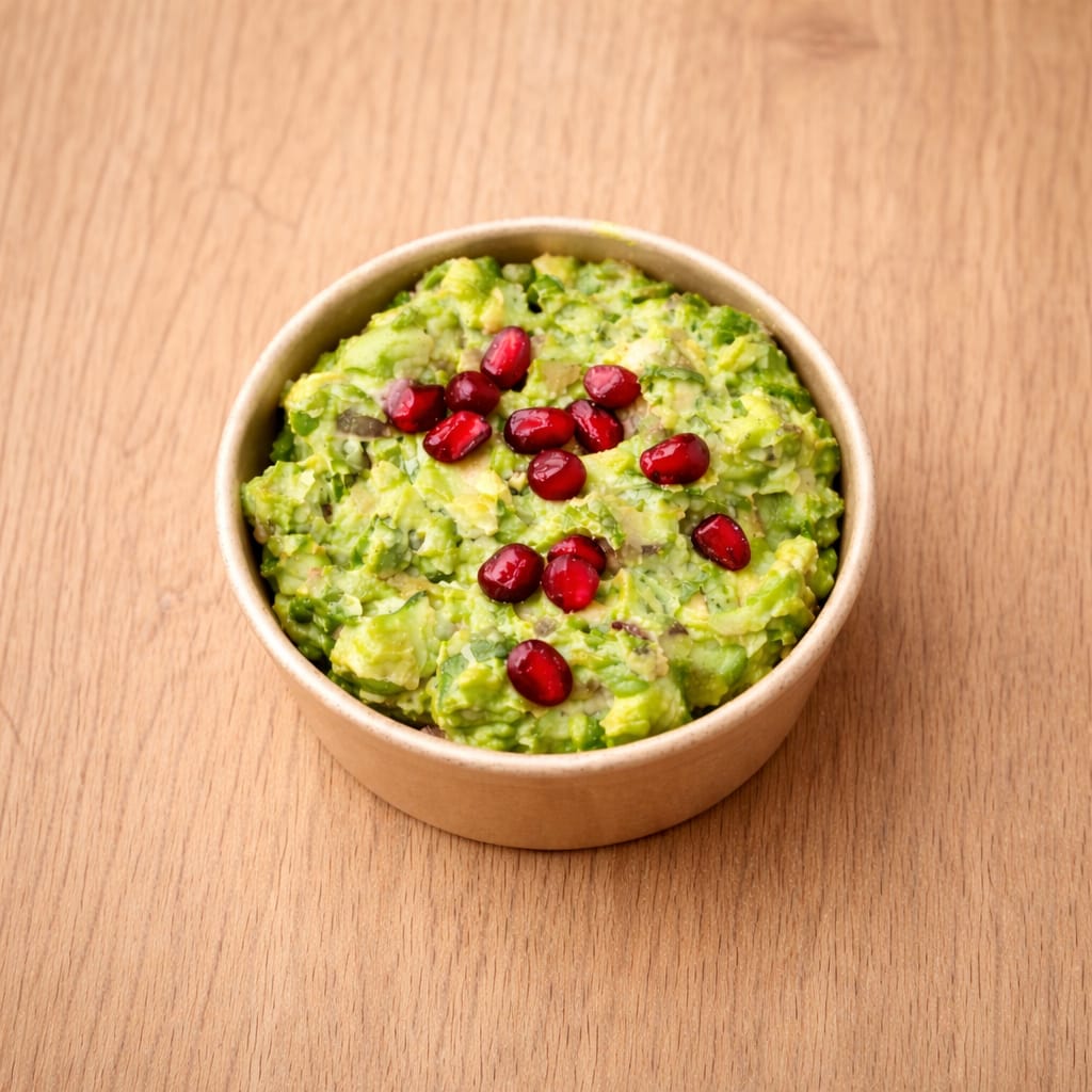 served with fresh pomegranate seeds.