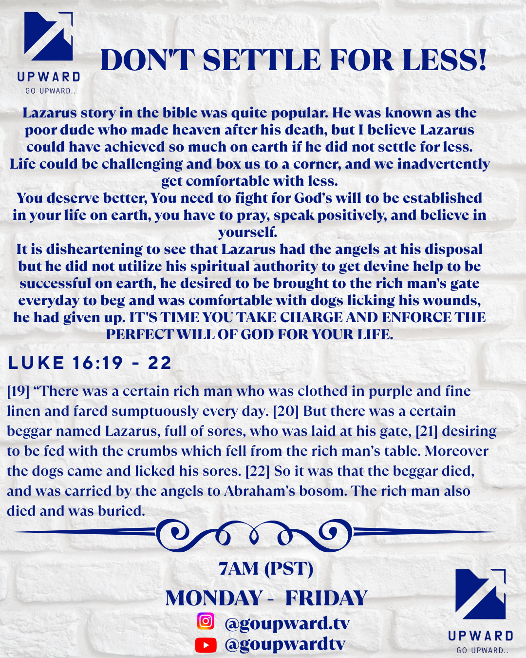 DON’T SETTLE FOR LESS