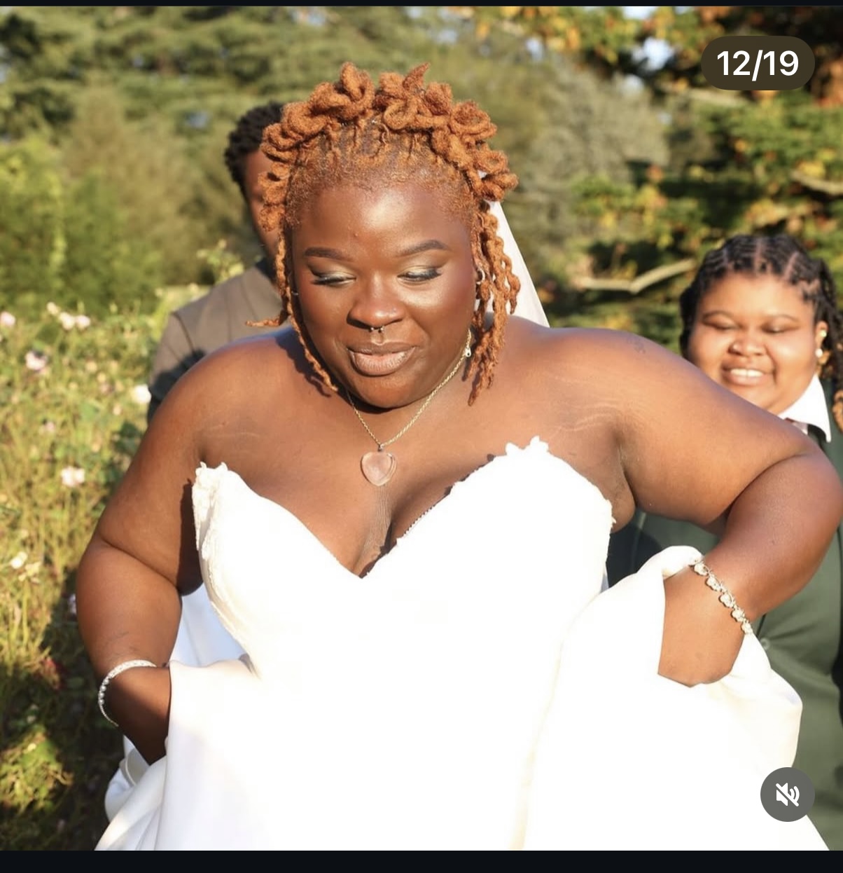 Isn't she lovely? A crown of petals for the bride