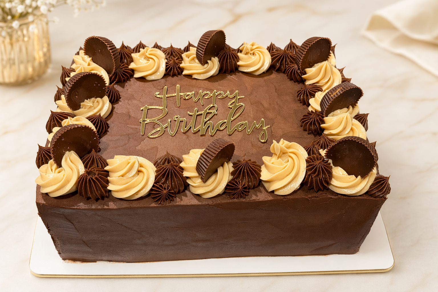 Chocolate Peanut Butter Sheet Cake