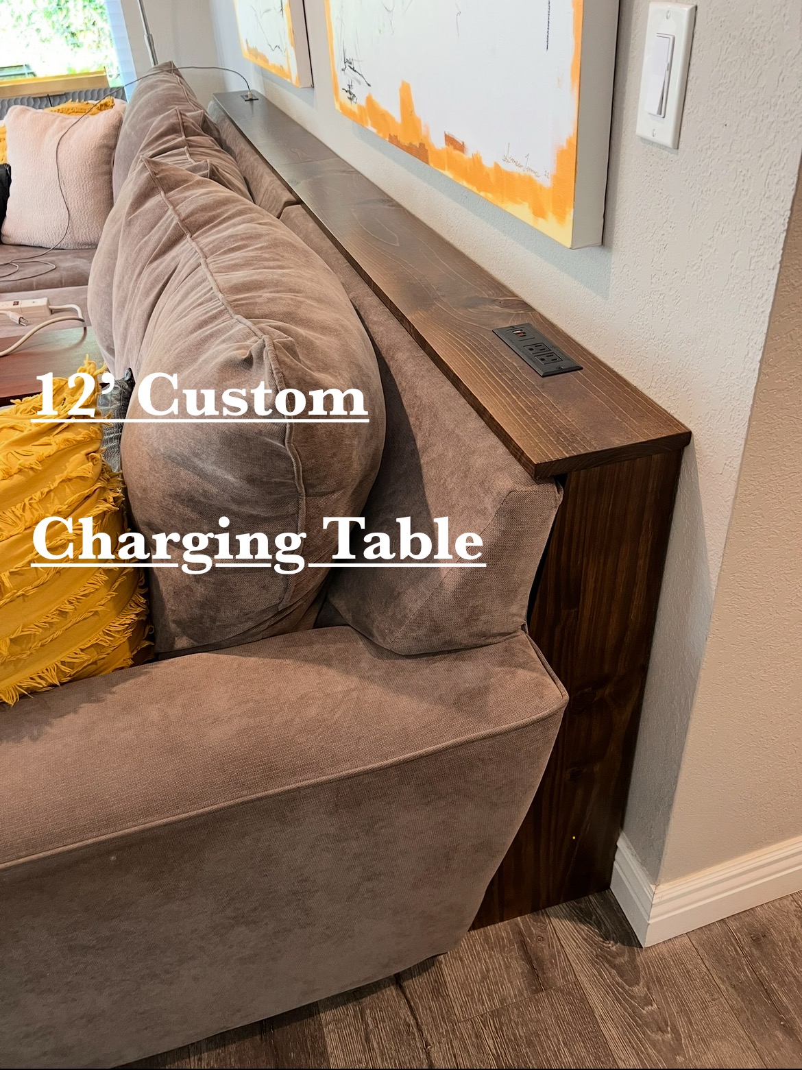 Custom 12' Behind the Couch Charging Table (San Jose)