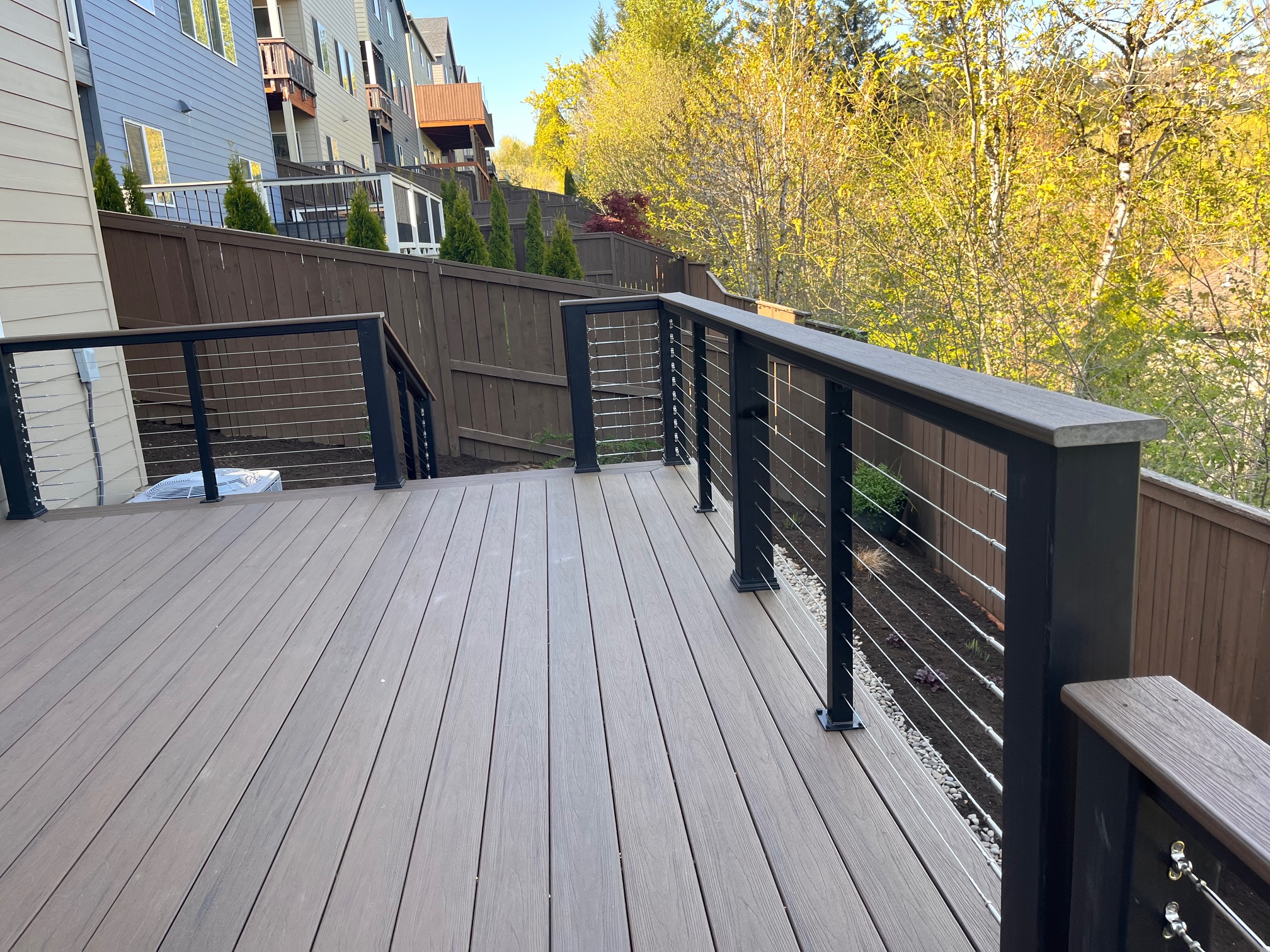 black wood top cable rail 