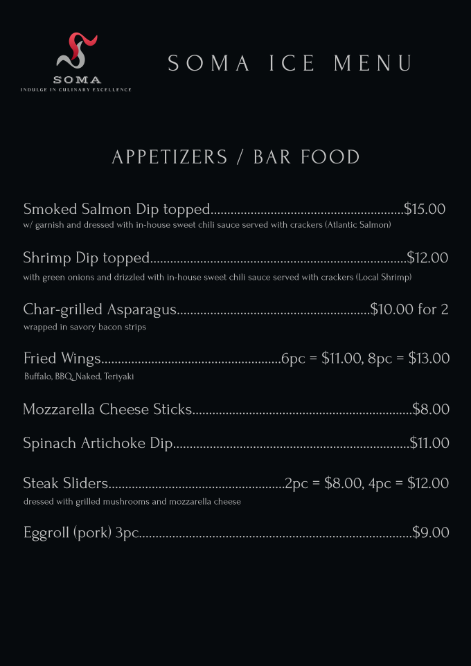 SOMA - OUR MENU