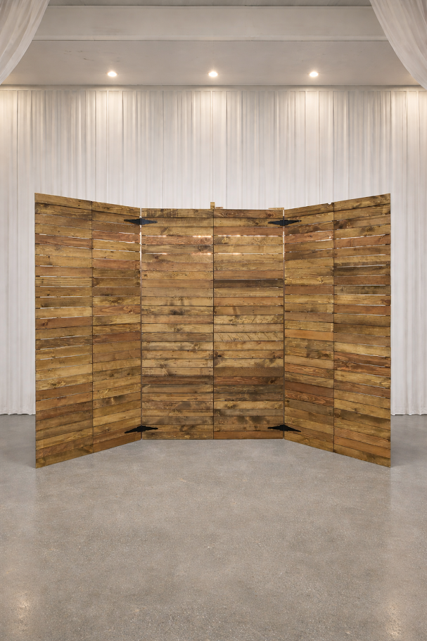 A handcrafted wooden pallet backdrop that brings a warm, rustic charm to any event. Perfect for outdoor gatherings, country-themed parties, and cozy celebrations.