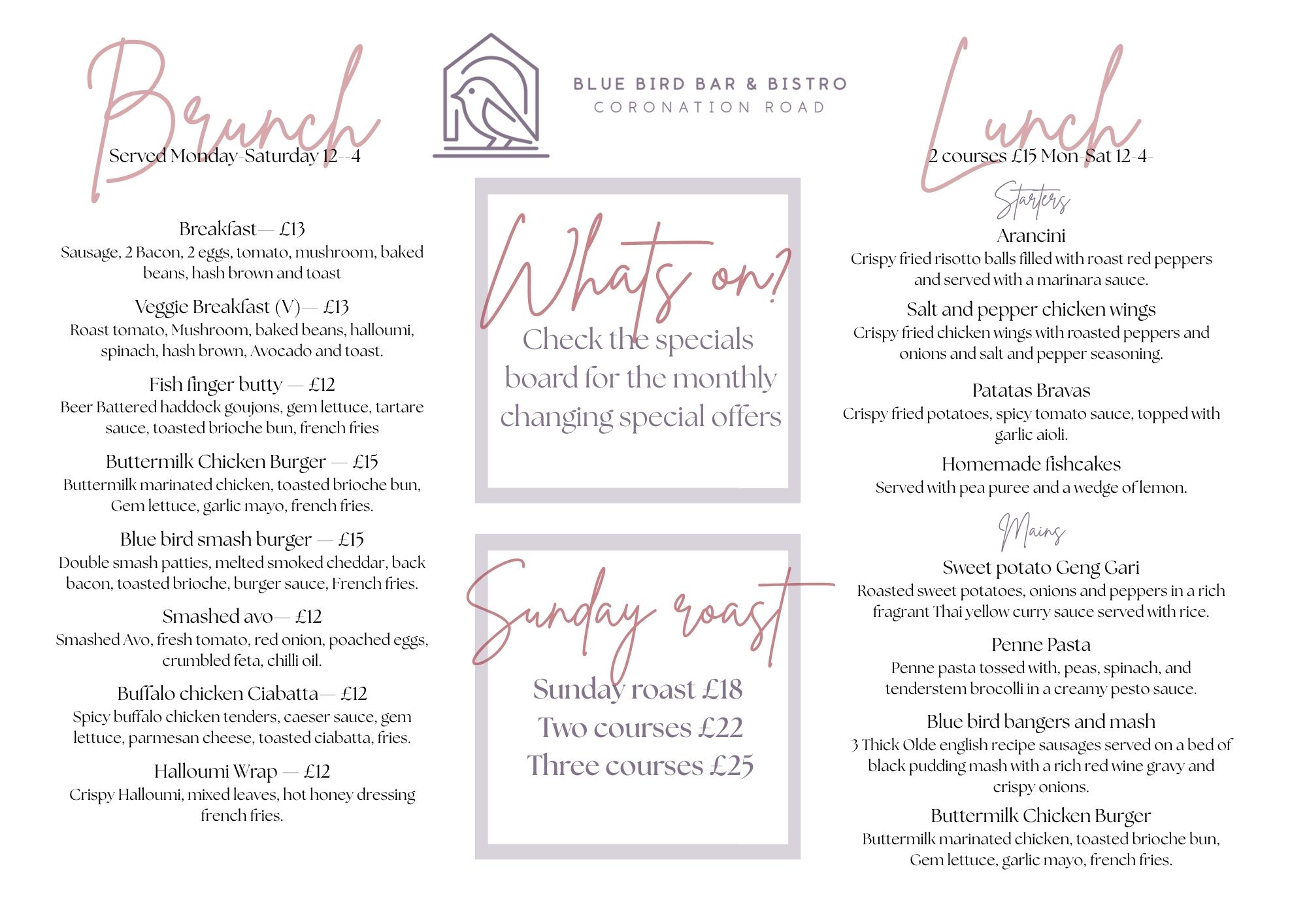 Brunch menu