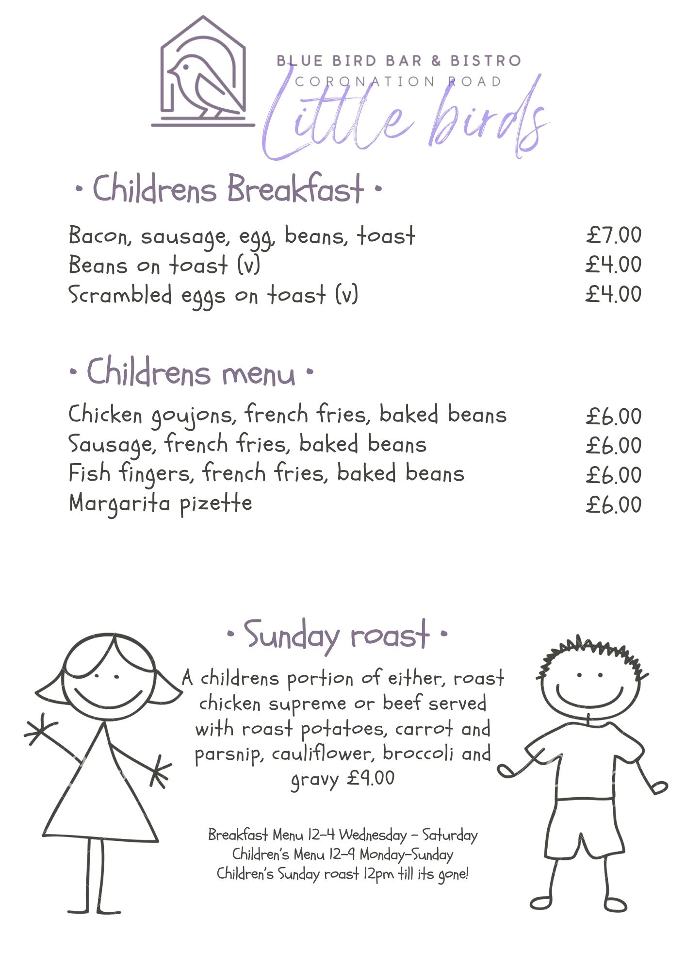 Children’s menu