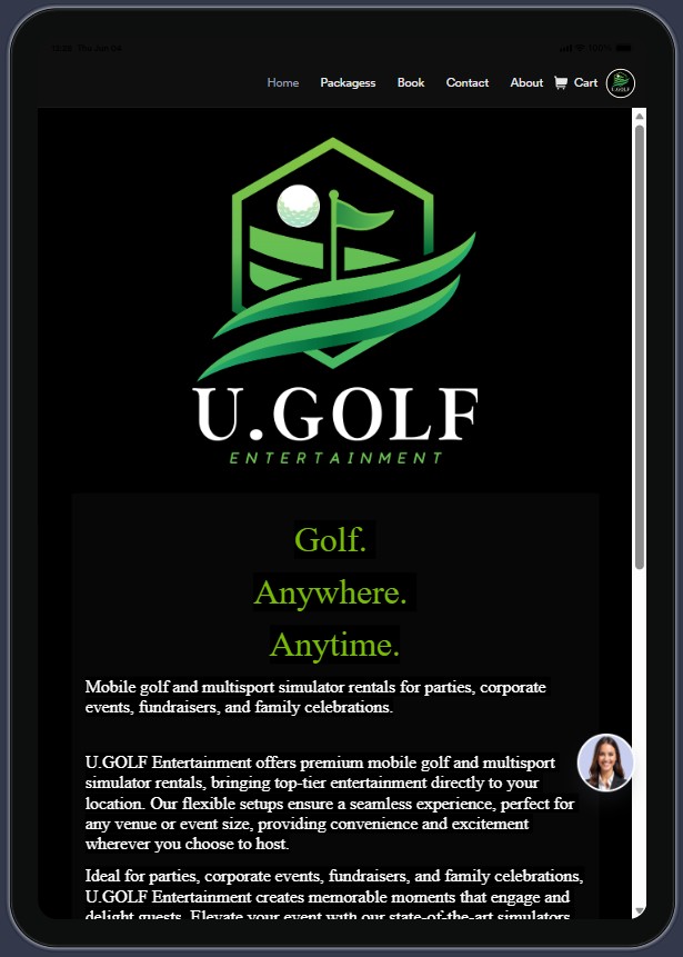 UGOLF Entertainment App Home Screen