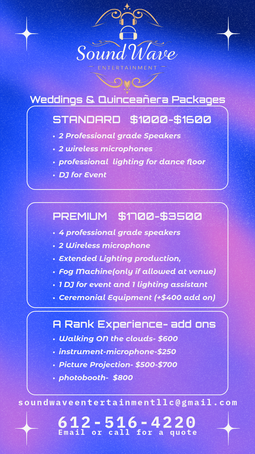 Wedding & Quinceañera package 