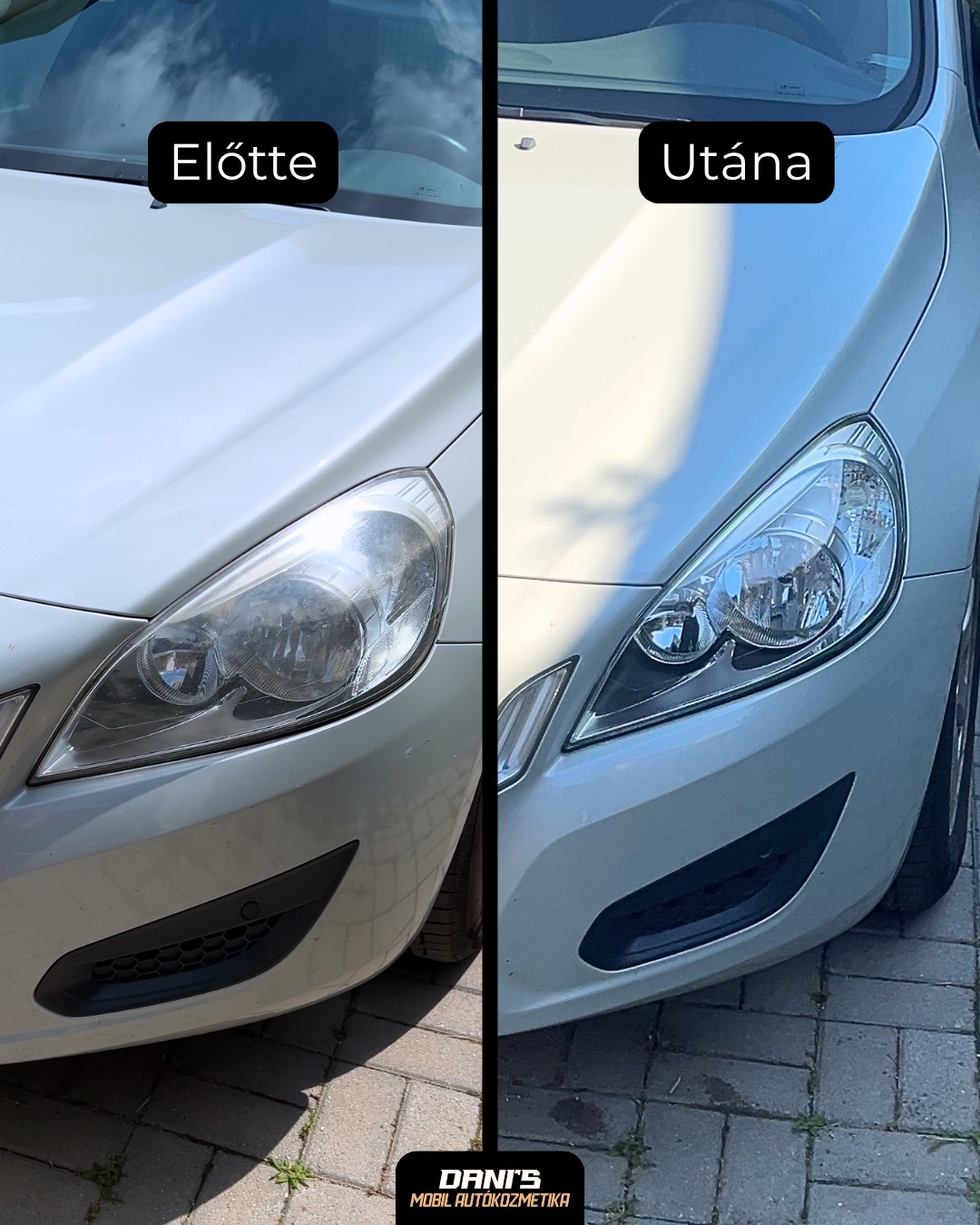 Fényszóró polírozás dupla kerámia bevonattal előtte, utána.