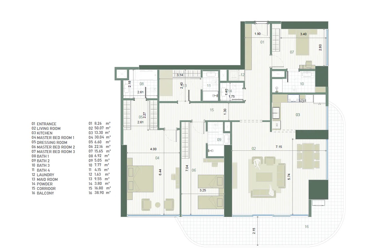 4+1 / Type 3 & 4 / 340 m² | Tower B