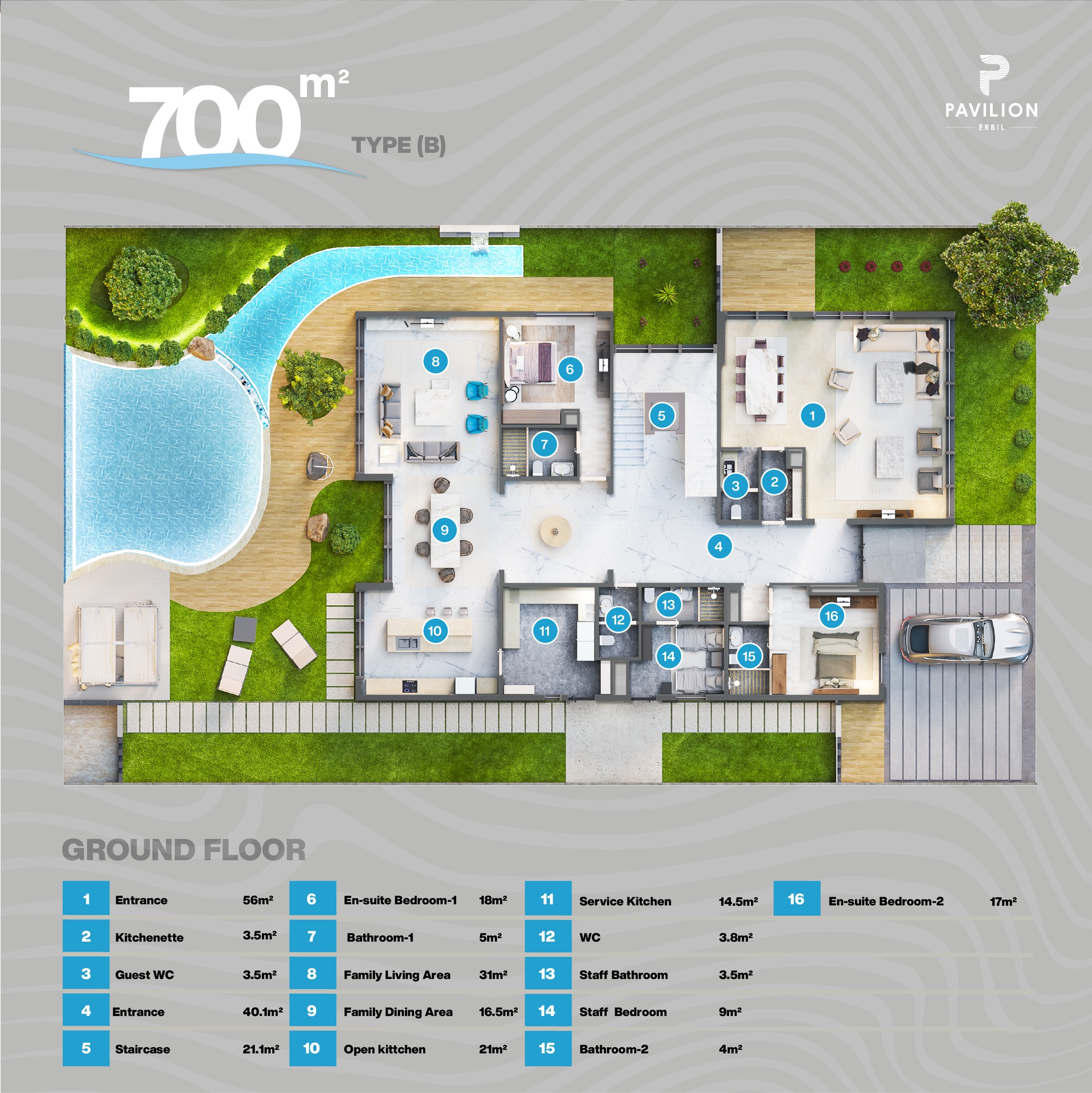 700 m² / Type B / Ground Floor