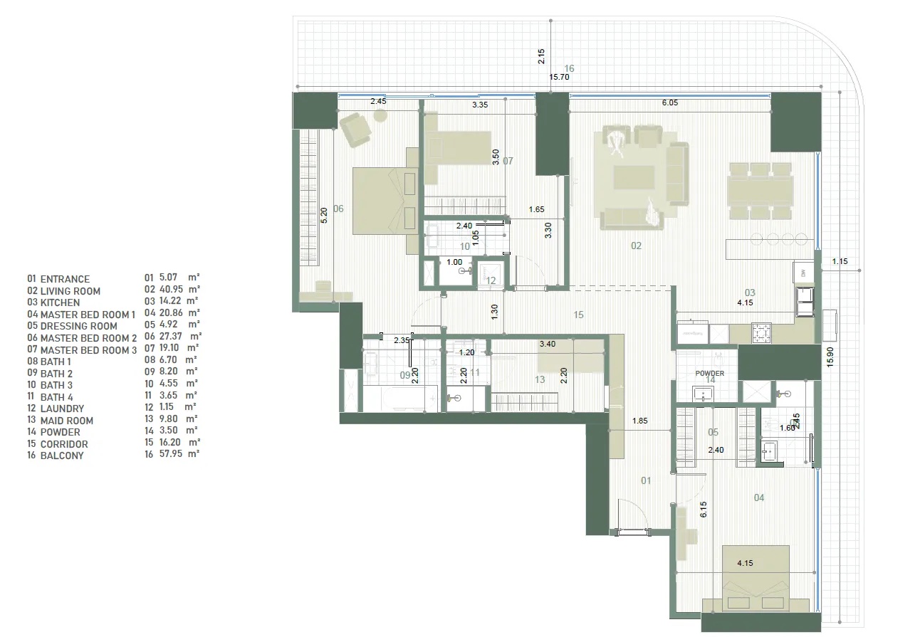 4+1 / Type 1 & 2 / 293 m² | Tower B