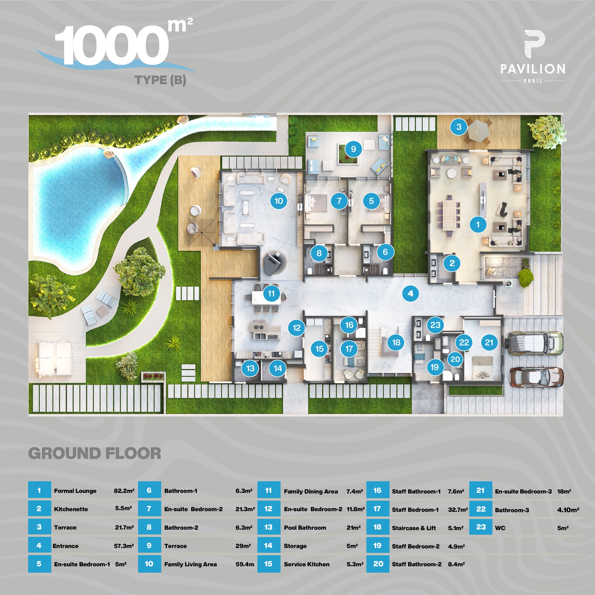 1,000 m² / Type B / Ground Floor