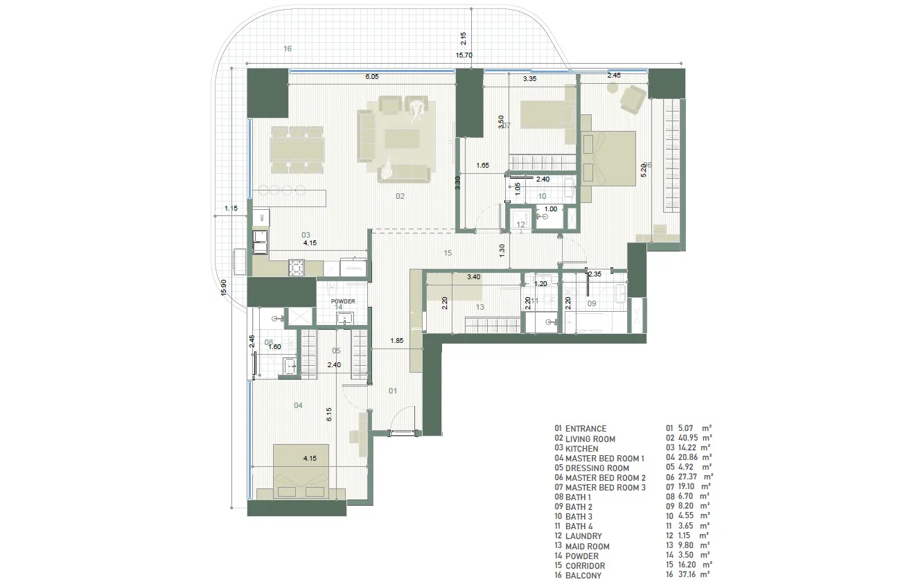 4+1 / Type 3 & 4 / 315 m² | Tower B