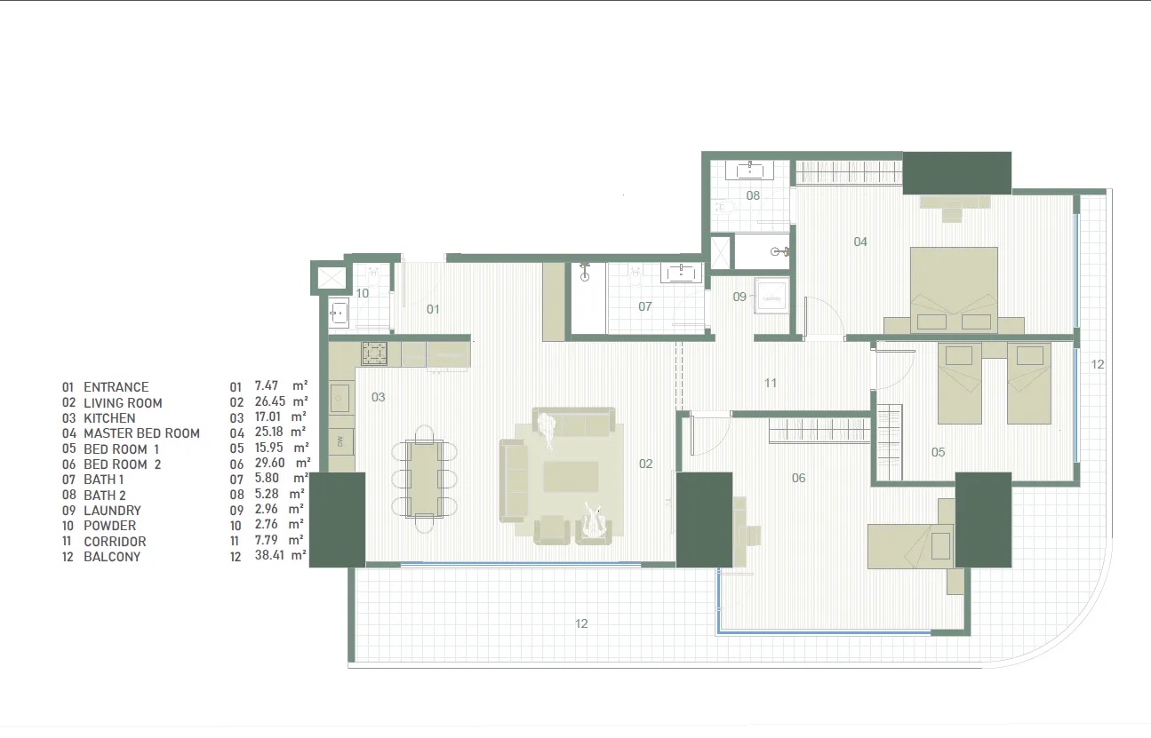 3+1 / Type 7 / 259 m² | Towers A & C