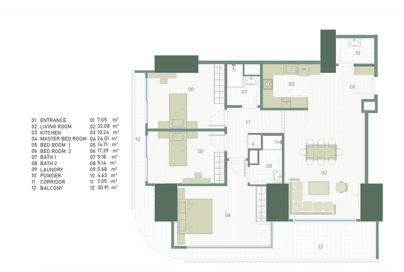 3+1 / Type 6 / 216 m² | Towers A & C