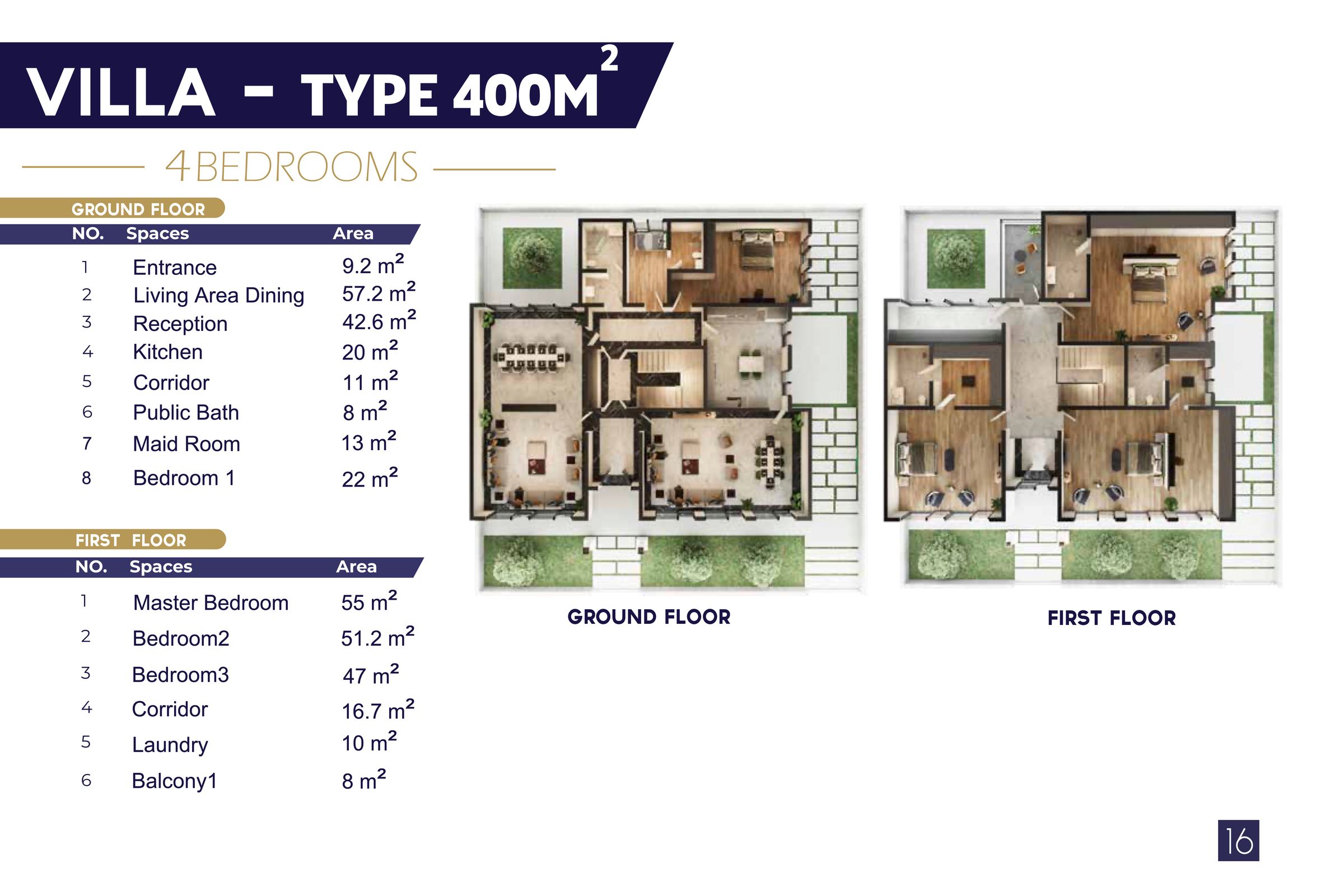 Type C | 400 m² | Floors: 2 / Bedrooms: 4