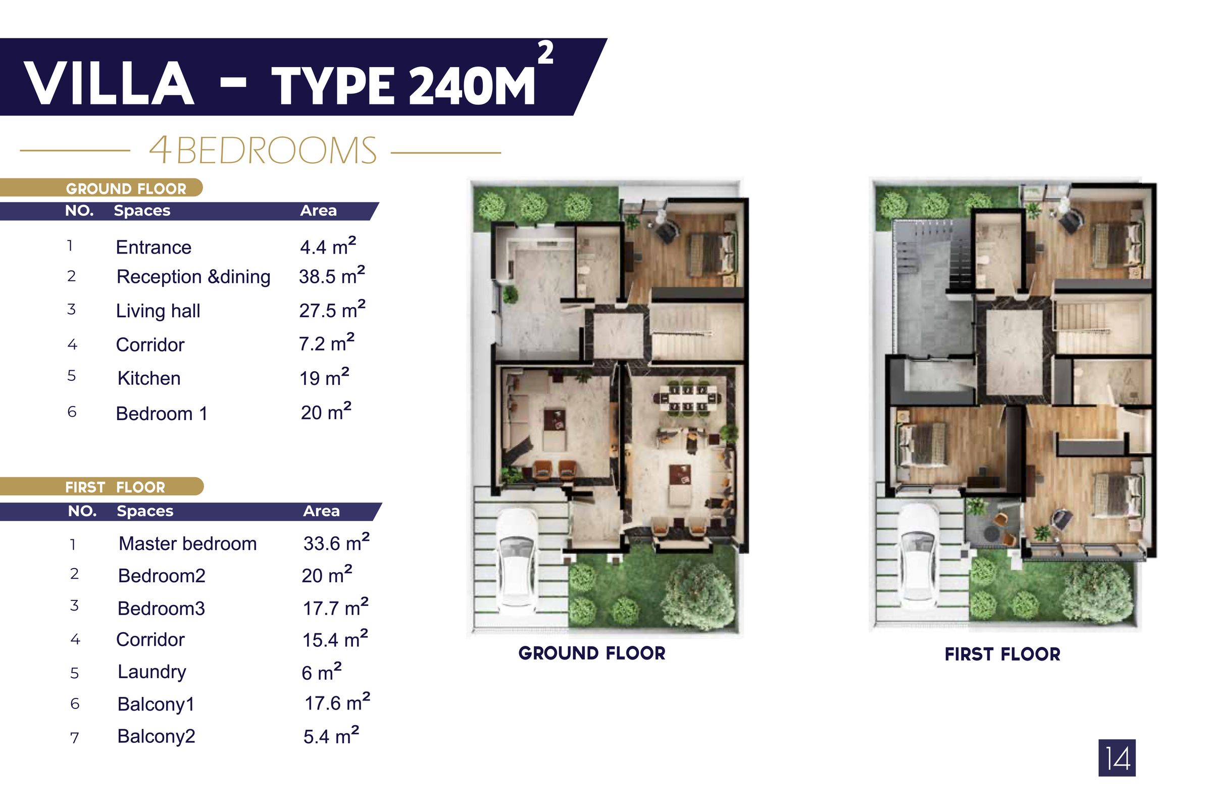 Type A | 240 m² | Floors: 2 / Bedrooms: 4