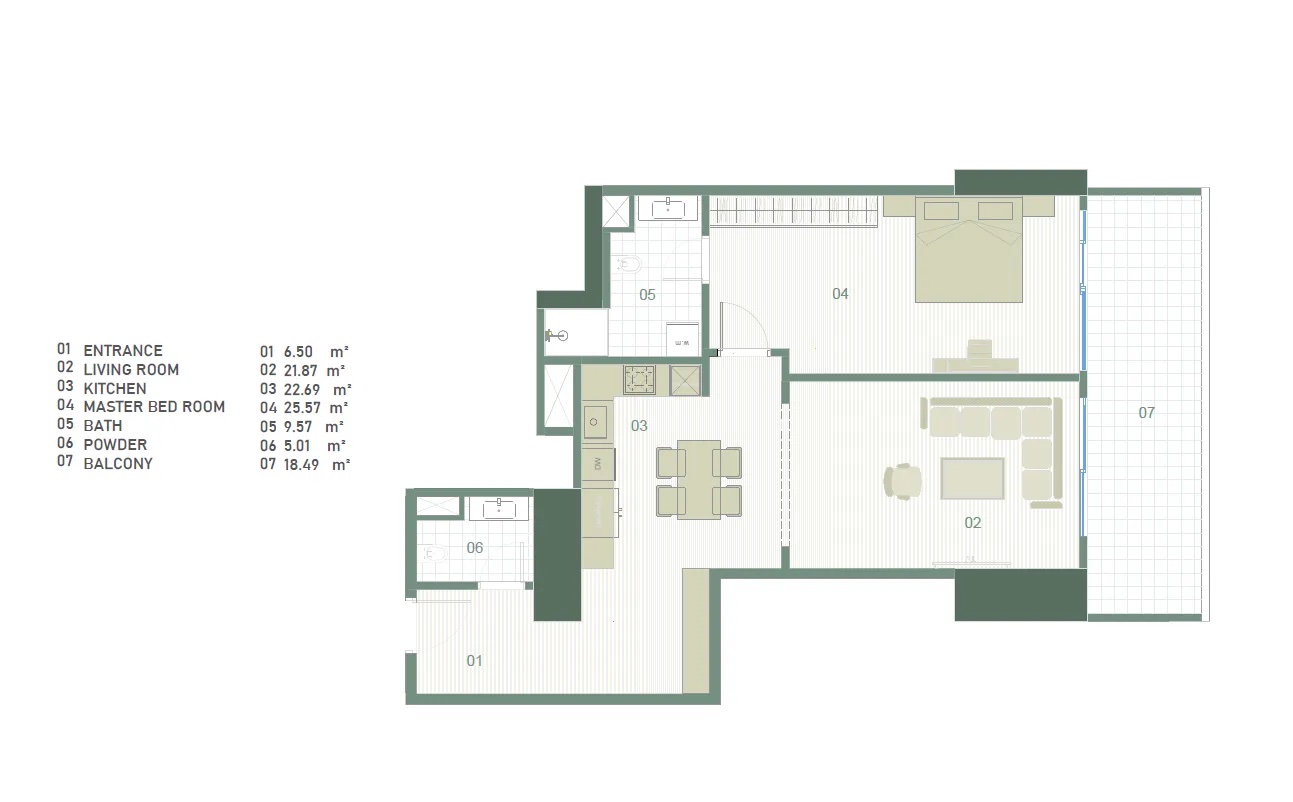1+1 / Type 8 / 128 m² | Towers A & C