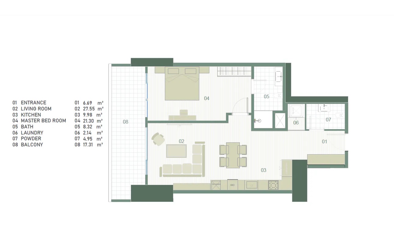 1+1 / Type 5 / 118 m² | Tower A & C