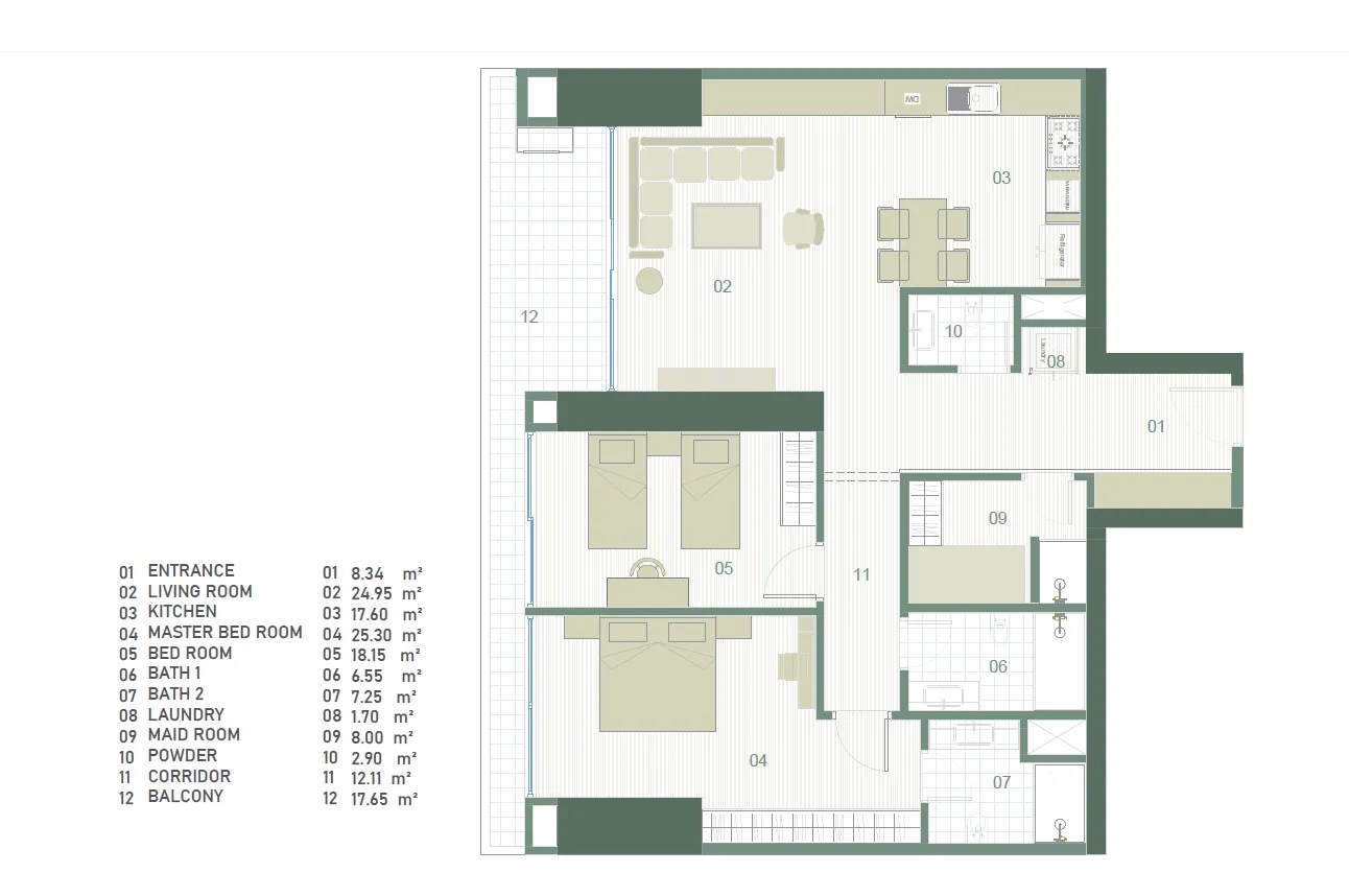 3+1/2+1 / Type 4 / 194 m² | Towers A & C