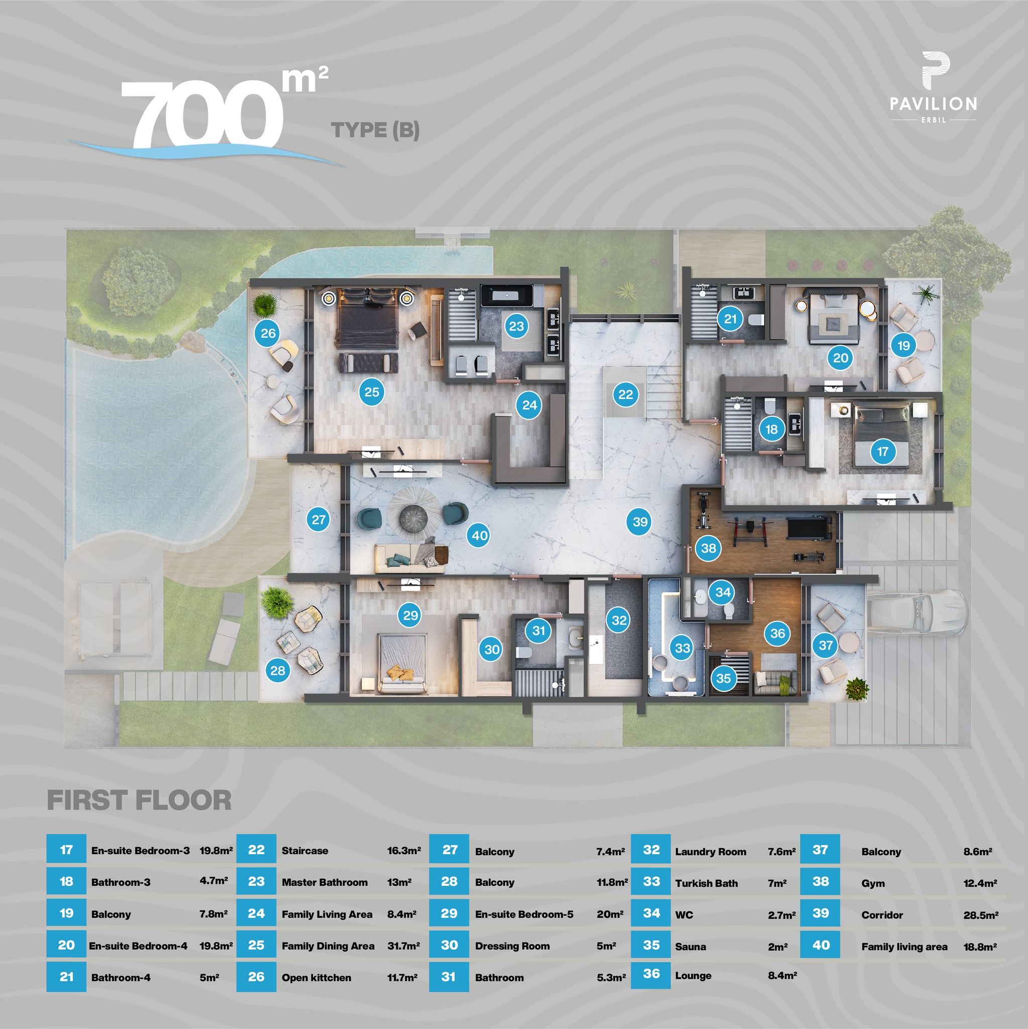 700 m² / Type B / First Floor
