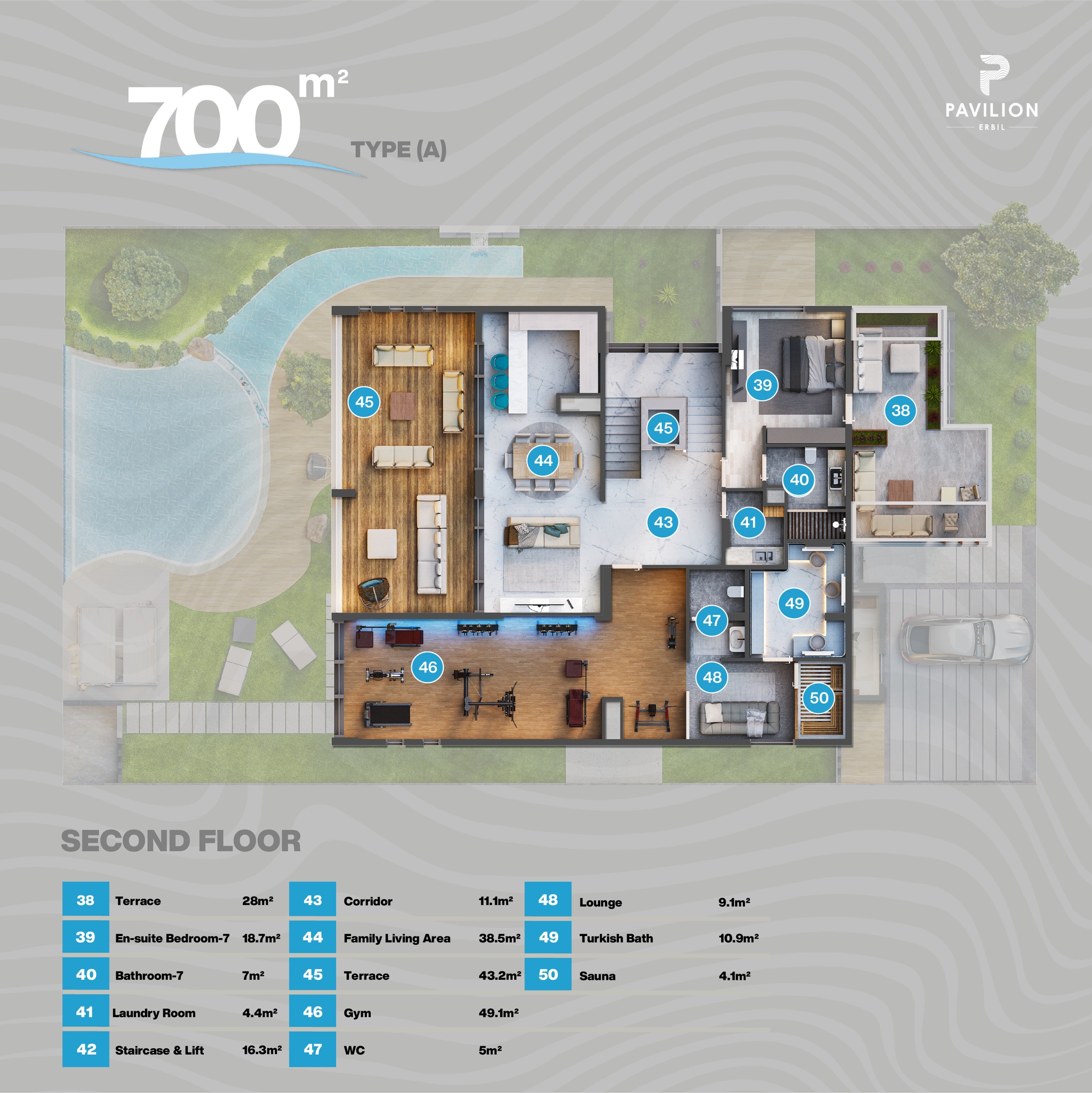 700 m² / Type A / Second Floor