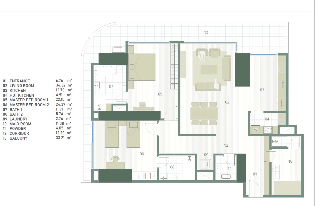 3+1 / Type 2 / 245 m² | Towers A & C