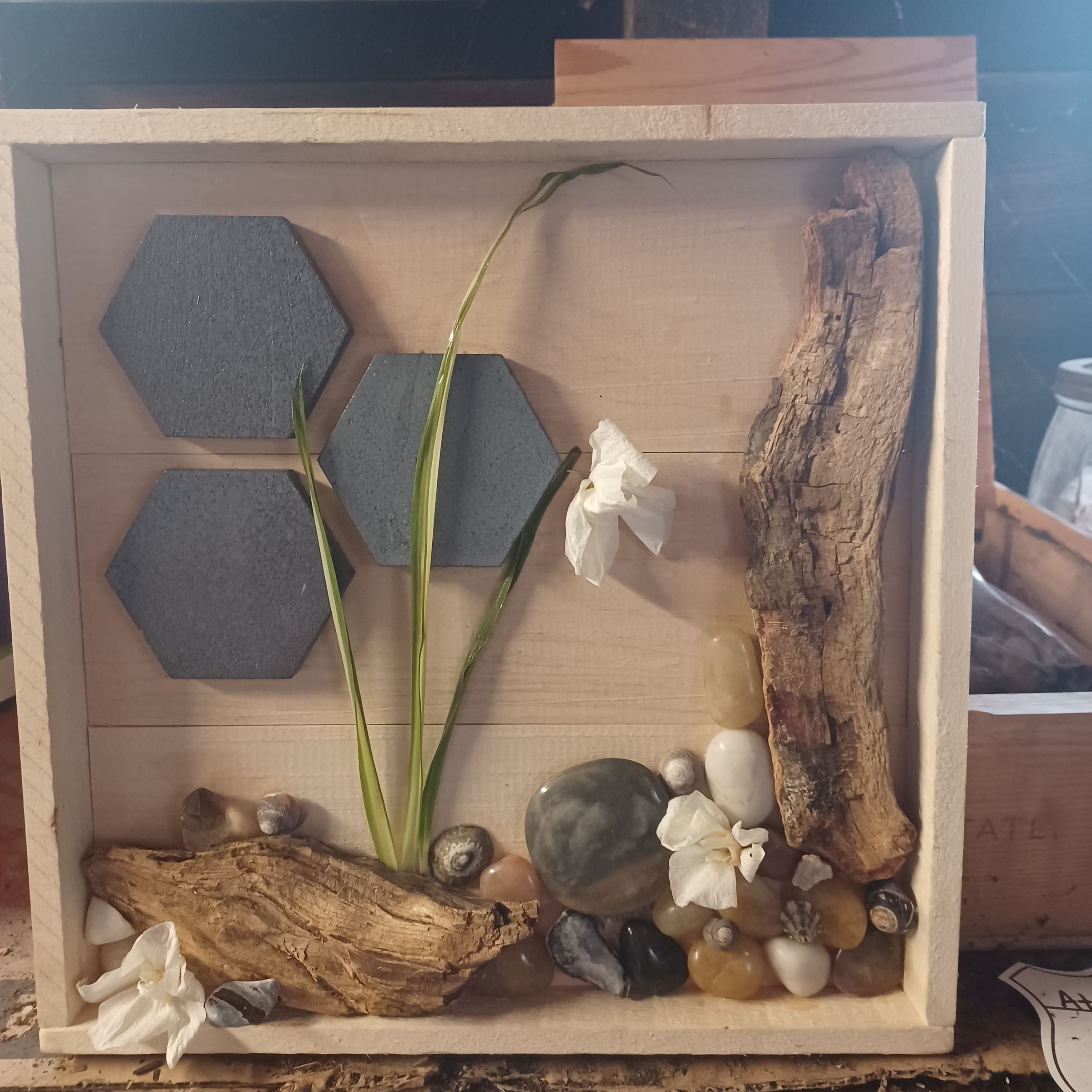 Memory box using keepsakes from a beach trip