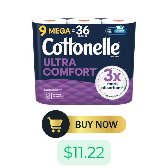 Ultra Comfort Toilet Paper, 9 Mega Rolls Equivalent To 36 Regular Rolls, Packaging May Vary