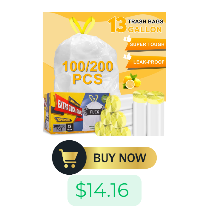 MILONG 100PCS Household Portable Trash Drawstring Bags 13 Gallon