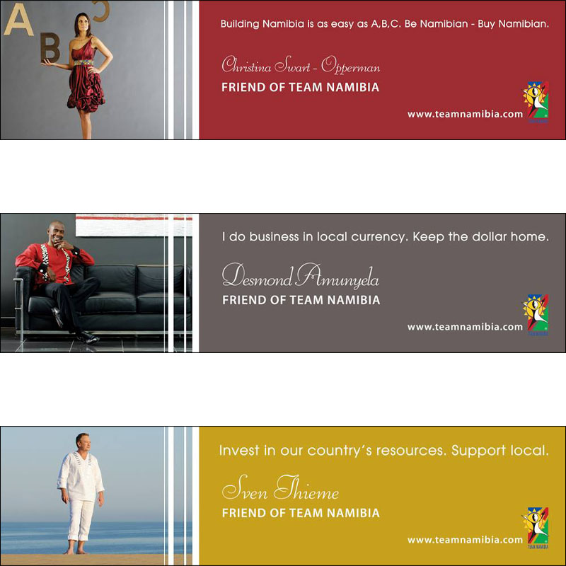 Friend of Team Namibia Advertising Campaign, both on and offline, print & billboards